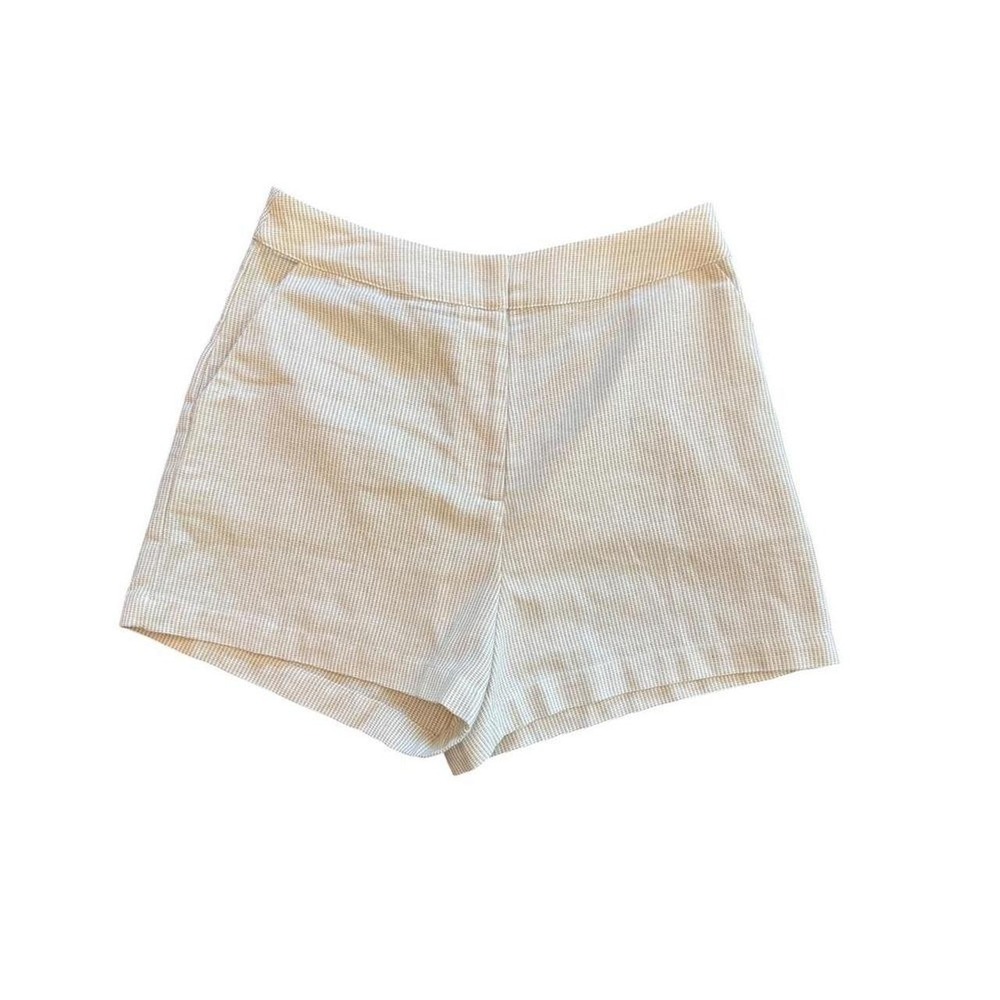 Gypsy Rose 100% Linen High Waisted Shorts Cream Tan Textured Womens